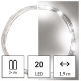  LED božična nano veriga, 1,9 m, 2x AA, notranja, hladna bela, časovnik | Shoptok.si