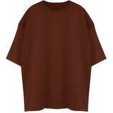 Trendyol Brown Men's Large Size Oversize Comfortable Basic 100% Cotton T-Shirt Cene
