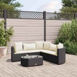  6-dijelni set vrtnih sofa s jastucima crni od poliratana Slike