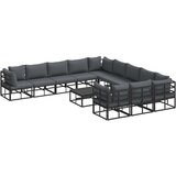 vidaXL Vrtna sedežna garnitura z blazino 12 pcs Črna Aluminij, (5000154488) | Shoptok.si