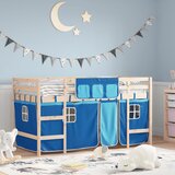  The Living Store Otroški pograd z zavesami moder 90x190 cm trdna borovina - Otroški Pograd, (21452221) | Shoptok.si