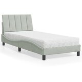 Krevet s madracem Hanko svjetlosivi 90x190 cm baršunasti | Eponuda.ba