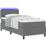 vidaXL vzmetnica s škatlo z vzmetnico in LED lučko Siva 90x200 cm Velur tkanina | Shoptok.si