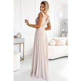 Numoco Long dress with neckline and tie at the shoulders | Shoptok.si