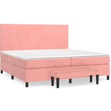  The Living Store Box spring postelja z vzmetnico roza 200x200 cm žamet - Box Spring Postelja, (21492597) | Shoptok.si