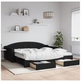 vidaXL Dnevni krevet na razvlačenje s ladicama crni 100x200 cm tkanina | shoptok.hr