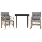  3-dijelni bistro set s jastucima miješane bež boje poliratan 80 cm table length | shoptok.hr