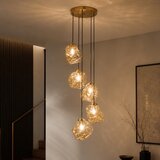  Luster na sajli CRISTAL 5xE14/15W/230V mesing/zadimljeno bež | Eponuda.com