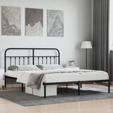 The Living Store Kovinski posteljni okvir z vzglavjem črn 183x213 cm - Posteljni Okvir, (21503796) | Shoptok.si