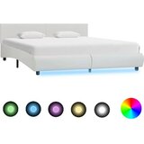  Posteljni okvir LED belo umetno usnje 160x200 cm | Shoptok.si