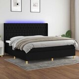  Krevet box spring s madracem LED crni 200x200 cm od tkanine | shoptok.hr