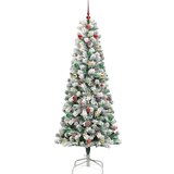 vidaXL Umjetno božićno drvce s nogom Zelena i bijela 240 cm PVC | shoptok.hr