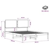  Krevetni okvir s tapiciranim uzglavljem Prirodna i tamnosiva - Prirodna i tamnosiva 160 x 200 cm | shoptok.hr