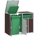 vidaXL Spremište za 2 kanta za otpad smeđe 144x81x113 cm čelično | shoptok.hr