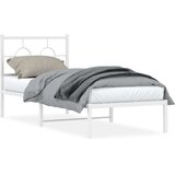 vidaXL Kovinski posteljni okvir z vzglavjem bel 75x190 cm | Shoptok.si