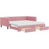  Dnevni krevet na razvlačenje ružičasti 100 x 200 cm baršunasti | shoptok.hr