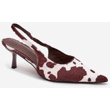 Boto Stiletto Pumps With Open Heel In Brown-White Dots Talira | ePonuda.com