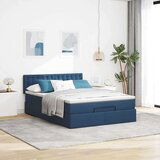 vidaXL Otomanski posteljni okvir z vzmetnico moder 140x200 cm blago | Shoptok.si