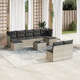 vidaXL 10-dijelni set vrtnih sofa poliratan s jastucima svijetlosivi Cijene