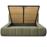 Bobochic Paris Zelena oblazinjena zakonska postelja s prostorom za shranjevanje z letvenim dnom 160x200 cm Denali – | Shoptok.si