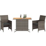  Bistro garnitura 3-delna z blazinami siv poli ratan | Shoptok.si