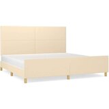  Posteljni okvir z vzglavjem krem 200x200 cm blago, (20903383) | Shoptok.si