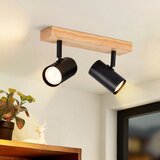 Nettlife 2 črna lesena stropna reflektorja GU10 350° nastavljiva industrijska retro stil za dnevno sobo, spalnico, kuhinjo, hodnik, jedilnico, (22111321) | Shoptok.si