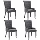 vidaXL Jedilni stoli z naslonjali za roke 4 kosi temno sivo blago, (20926866)