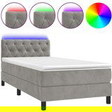  Box spring postelja z vzmetnico LED svetlo siva 80x200 cm žamet, (20930141) | Shoptok.si