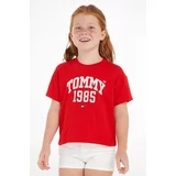 Tommy Hilfiger Otroška bombažna kratka majica Rdeča barva