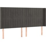  Vzglavje z ušesi temno sivo 163x16x118/128 cm žamet, (20793912) | Shoptok.si