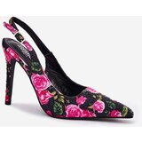 Boto Embellished High Heels Sandals With Roses Black Vevessa | Shoptok.si