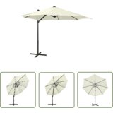  The Living Store Vrtni senčnik z LED lučkami peščen 300 cm - Previsni Senčnik, (21742432) Cene