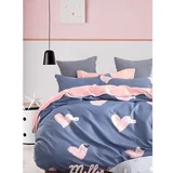 Mila Home Plava/ružičasta posteljina za bračni krevet/za produženi krevet od renforce pamuka s uključenom plahtom/4-dijelna 200x220 cm Beloved –