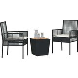  3-dijelni vrtni bistro set s jastučićima crni poli ratan | shoptok.hr
