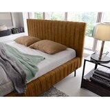 ELTAP Oker rumena oblazinjena zakonska postelja s prostorom za shranjevanje z letvenim dnom 180x200 cm Plissa – | Shoptok.si