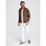Ombre Lightweight unzipped men's jacket with quilted front - brown | Shoptok.si