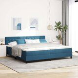 vidaXL Box Spring Krevet s Madracem Tamnoplavi 200x200 cm Baršun | shoptok.hr