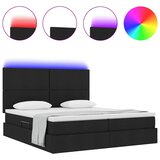  Krevet s LED trakama s uzglavljem Crna 200 x 200 cm tkanina | shoptok.hr