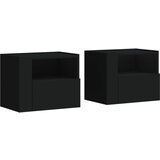  The Living Store Stenska nočna omarica 2 kosa Črna 45x30x35 cm - Stenska Omarica, (21497528) | Shoptok.si