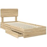  Postelja s shranjevanjem z vzglavjem Sonoma hrast 75 x 190 cm, (5000106062) | Shoptok.si