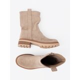 Shelvt Minimalist beige ankle boots made of soft suede | ePonuda.com