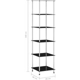 vidaXL Police sa 6 razina crne 40 x 40 x 160 cm od kaljenog stakla | shoptok.hr