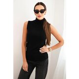 Kesi Włoski Women's sleeveless viscose blouse with a turtleneck black Cijene