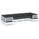 Vrtna sedežna garnitura 7-delna z blazinami bela borovina, (20972232) | Shoptok.si