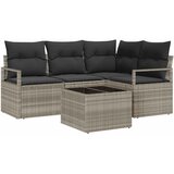  Set od 5 dijelova vrtnih kauča s jastučićima Siva Poly Rattan dvostruki vrtni kauč s jastučićima Siva Poly Rattan | shoptok.hr
