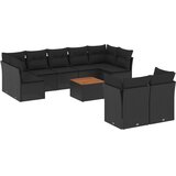  10-dijelni set vrtnih sofa s jastucima crni od poliratana | shoptok.hr