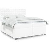 vidaXL Box spring postelja z vzmetnico bela 200x200 cm umetno usnje Cene