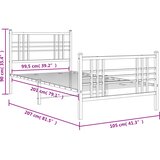  Metalni okvir kreveta uzglavlje i podnožje crni 100x200 cm | shoptok.hr
