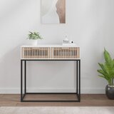 Maison Chic konzolna miza - miza ob steni bela 80x30x75 cm inženirski les in železo, (21786401) | Shoptok.si